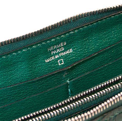 Hermès Azap Crocodile Green Leather Wallet 